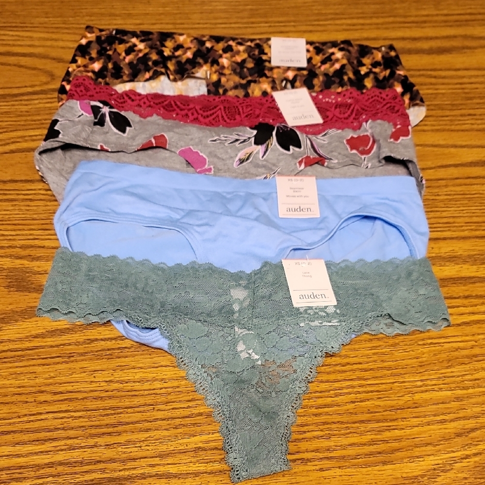 Set of 4 ~ Auden Women's Lace and Floral Panty Set - Multicolor ~XS